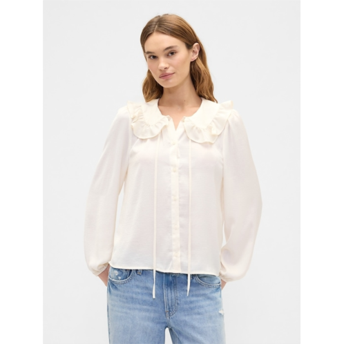 Gap Relaxed Satin Ruffle Top