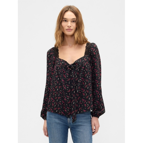 Gap Oversized Lace-Trim Top
