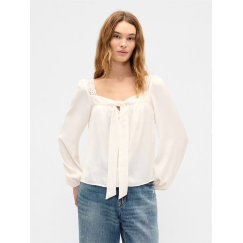 Gap Oversized Lace-Trim Top