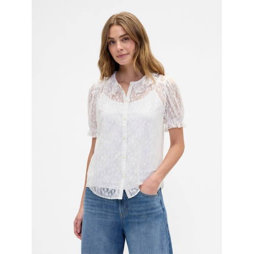 Gap Lace Puff Sleeve Top