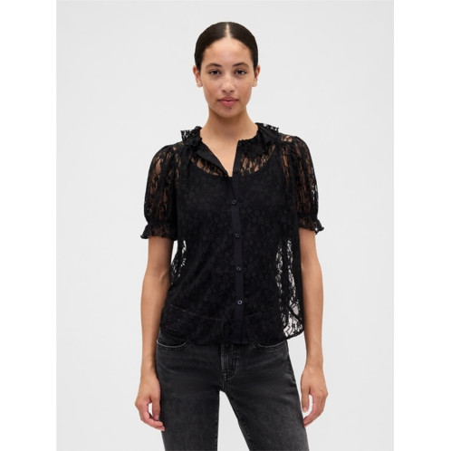 Gap Lace Puff Sleeve Top