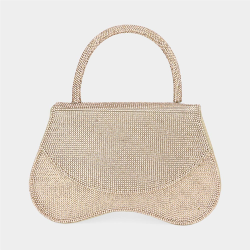 FASHNZFAB bling studded flat top handle flap evening bag / crossbody bag