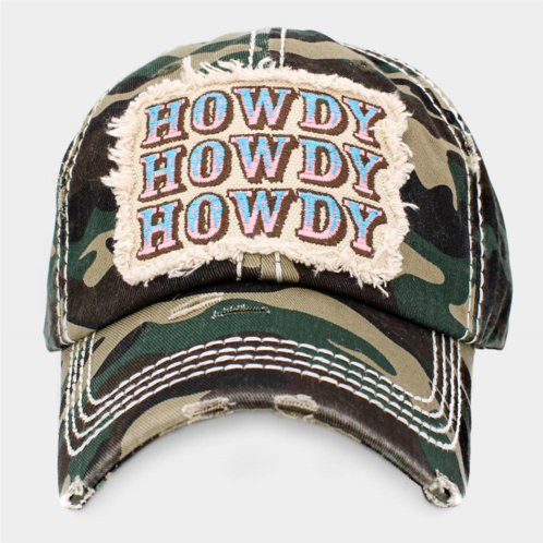 FASHNZFAB howdy message camouflage patterned vintage baseball cap