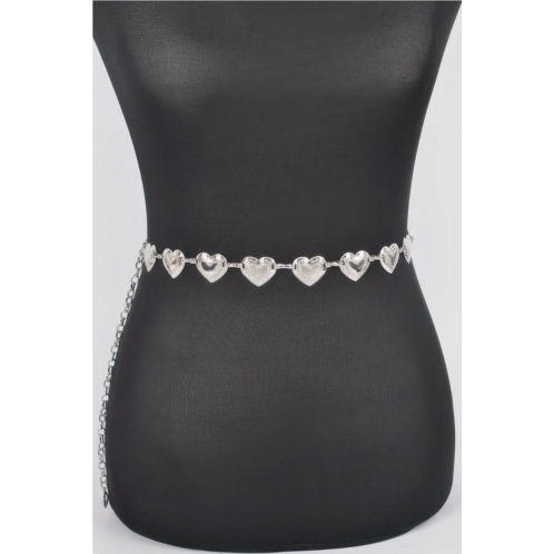 FASHNZFAB womens heart shape metal chain belt