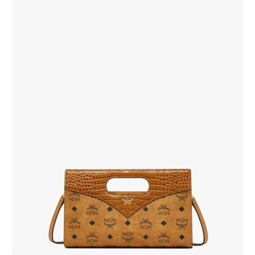 Mcm diamond tote in visetos and croco-embossed leather