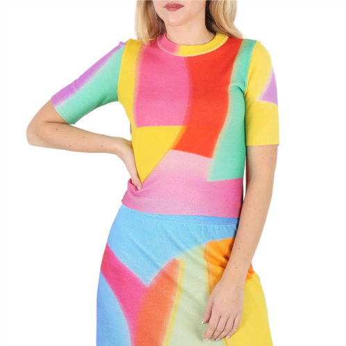 Moschino ladies multicolor wool knit short-sleeve sweater