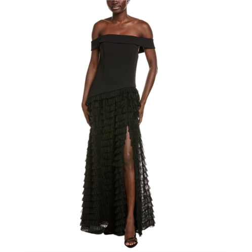 Aidan Mattox tiered tulle frill maxi dress