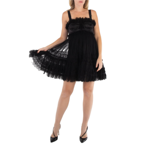 Burberry ladies black tulle corset mini dress