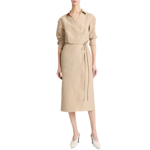 Vince linen-blend wrap shirtdress