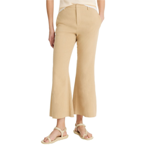 Vince mid rise cropped linen-blend flare trouser