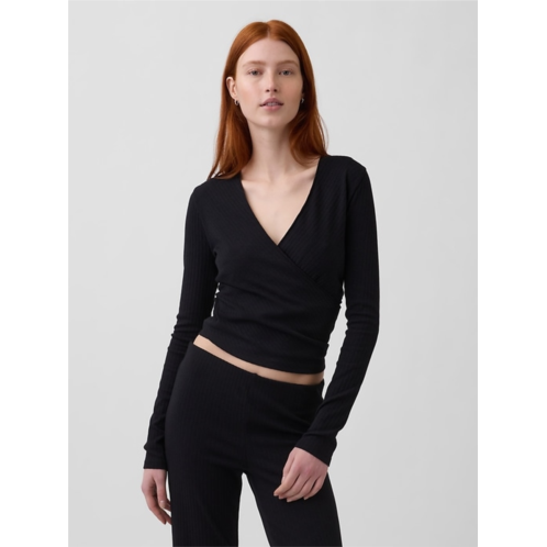 Gap Modern Wide Rib Wrap V-Neck T-Shirt