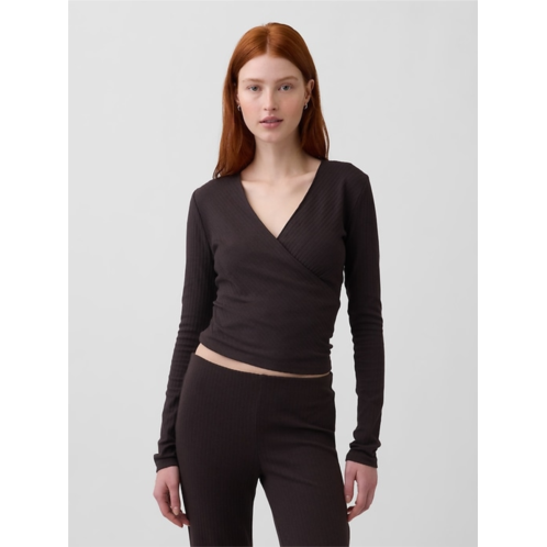 Gap Modern Wide Rib Wrap V-Neck T-Shirt
