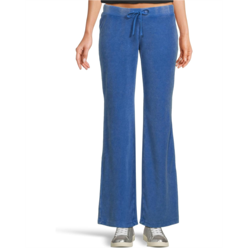 Womens Juicy Couture Washed Towel Terry Heritage Wide Leg Track Pants