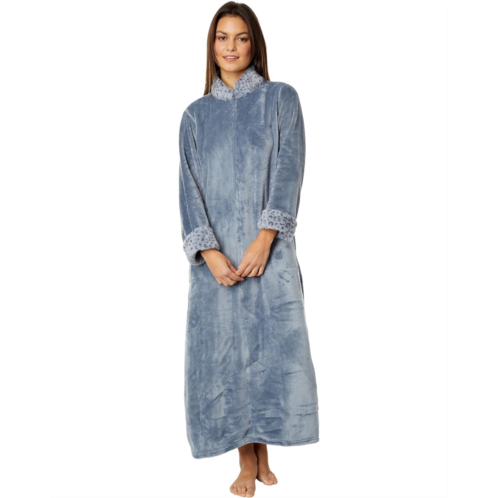 Womens N by Natori Plush Lynx Mandarin Zip Caftan