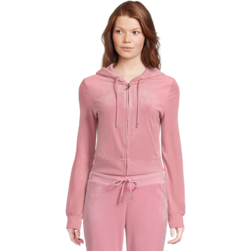 Juicy Couture Solid Classic Juicy Hoodie With Back Bling