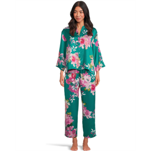 Womens N by Natori Empress - Printed Satin Button Down Pajama Set