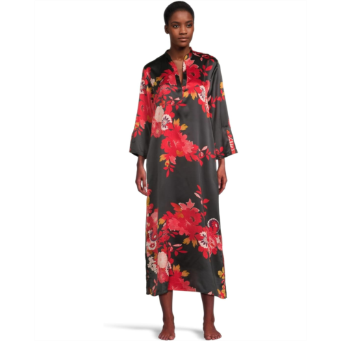 Womens N by Natori Empress - Printed Satin Mandarin Collar Caftan