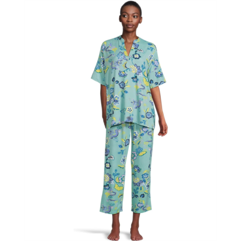 Womens N by Natori Fluer Dragon - Cozy Knit Short Sleeve Pajama Set