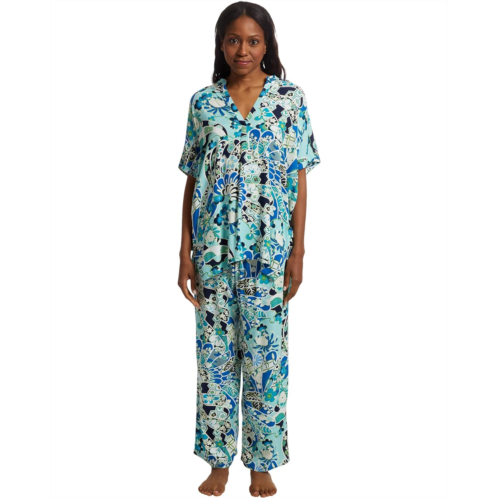 Womens N by Natori Fusion Fans Challis Short Sleeve Pajama