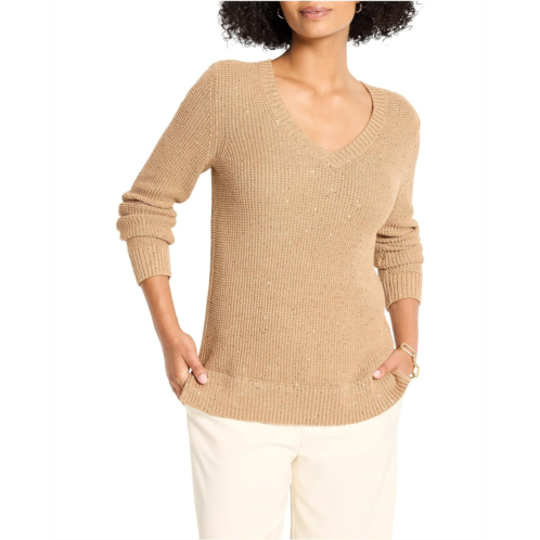 NICZOE Shimmer Waffle V-neck Sweater