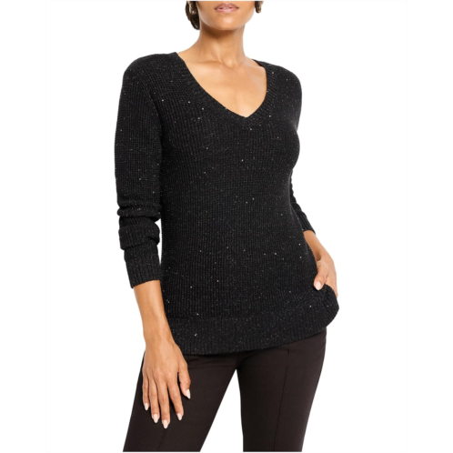 NICZOE Shimmer Waffle V-neck Sweater