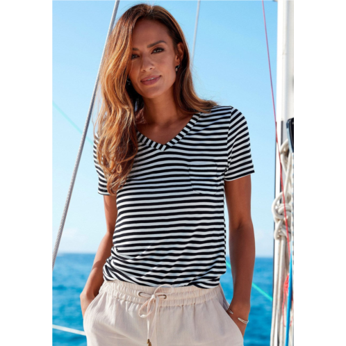 LASCANA womens striped short sleeve top