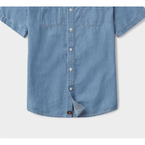 The Normal Brand mens chambray short sleeve button up in medium wash