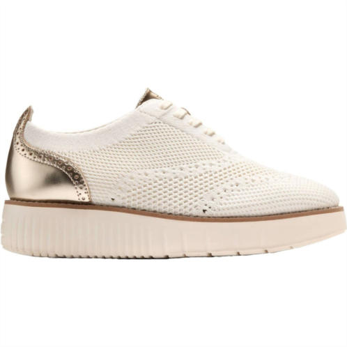 COLE HAAN womens grand city platform stitchlight oxford shoes in ivory knit