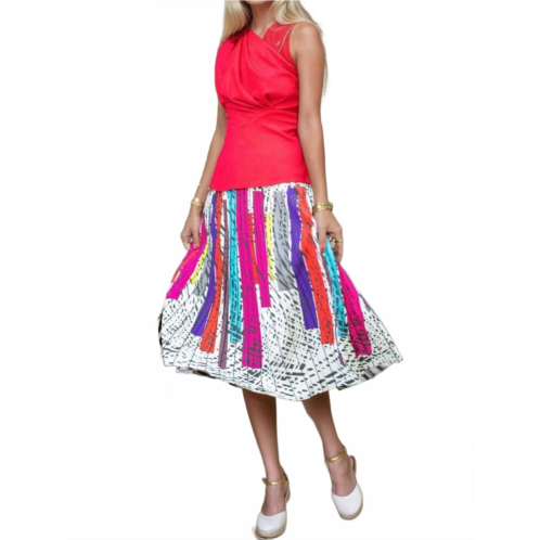 EVA FRANCO ingrid pleated midi skirt in battenburg