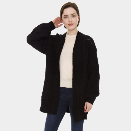 TRUEDAMES hollow knitting long sleeve snap fasteners cardigan