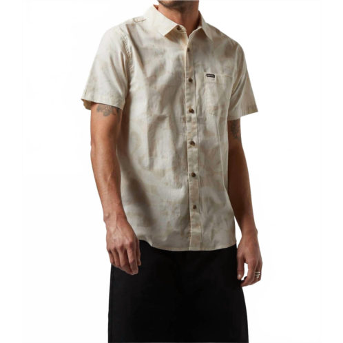 Brixton charter floral short sleeve shirt in beige/white cap
