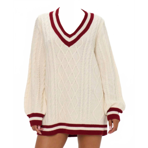 Show Me Your Mumu womens varsity sweater dress in beige