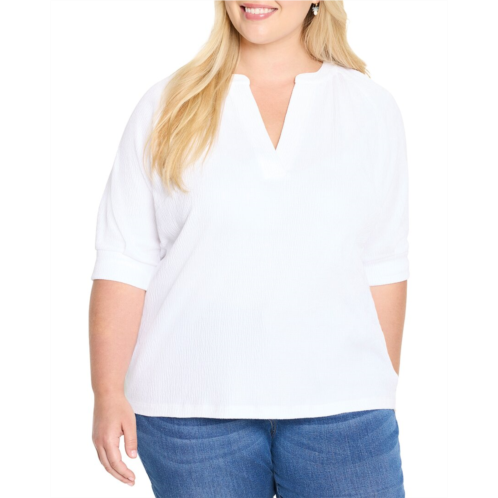 NICZOE plus crinkle knit cafe top