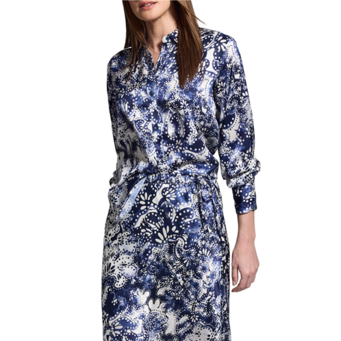 NICZOE twilight blooms stretch silk-blend shirt