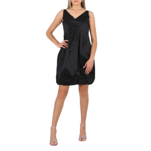 Burberry black satin duchess bubble hem leonor dress