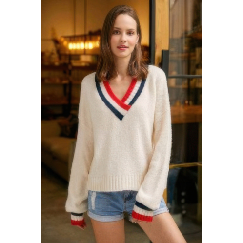 TRUEDAMES overlap v neck sweater