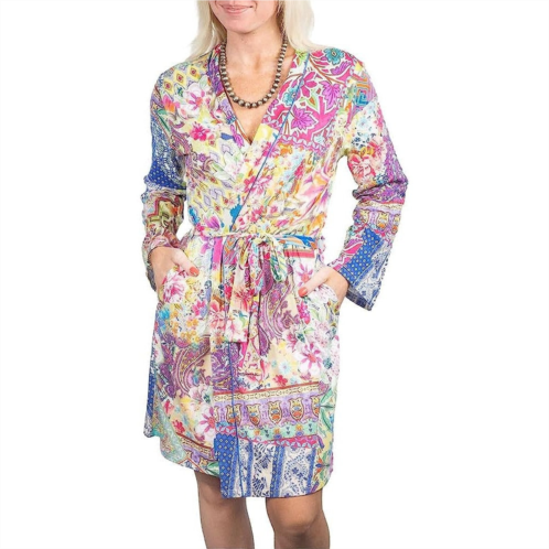 Johnny Was women talavera v-neck belted cotton modal sleep robe multicolor