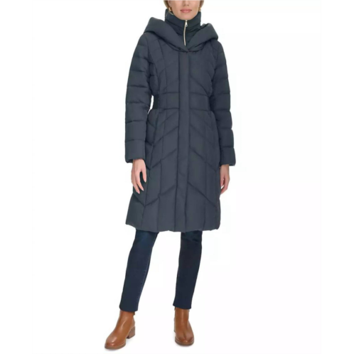 COLE HAAN bibbed hooded puffer coat in graphite