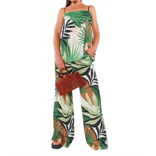 Show Me Your Mumu vince wide leg pants in caribbean palms luxe satin