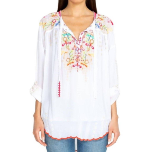 Johnny Was dragonfly blouse in white