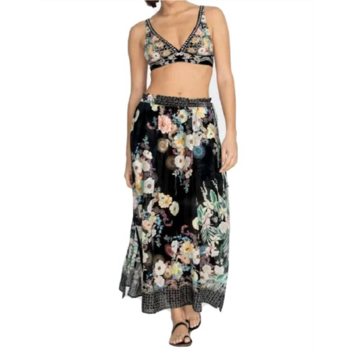 Johnny Was side tie maxi skirt in multi