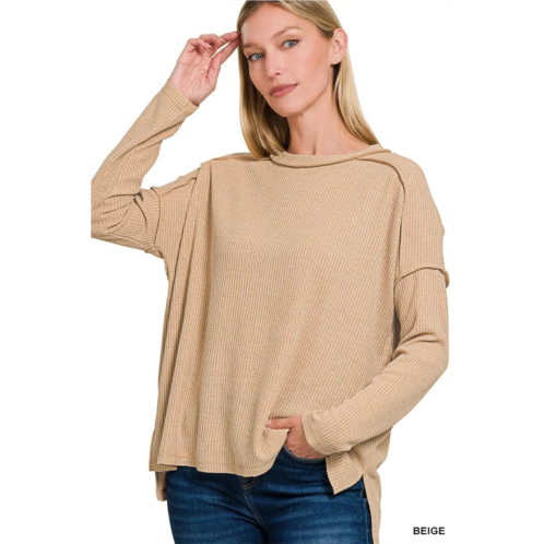 TRUEDAMES ribbed drop shoulder round neck sweater