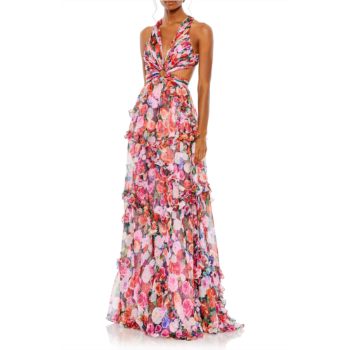 Mac Duggal ruffled cut out sleeveless gown