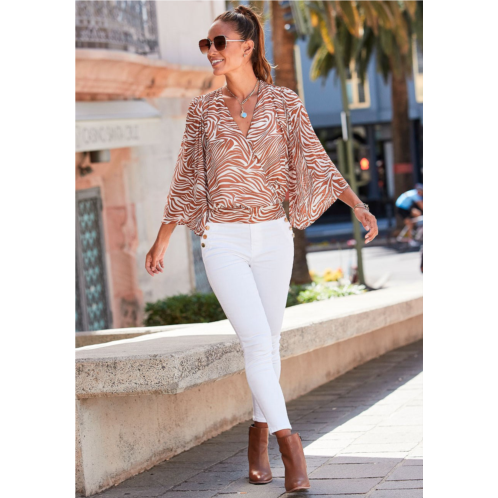 LASCANA womens surplice zebra print blouse