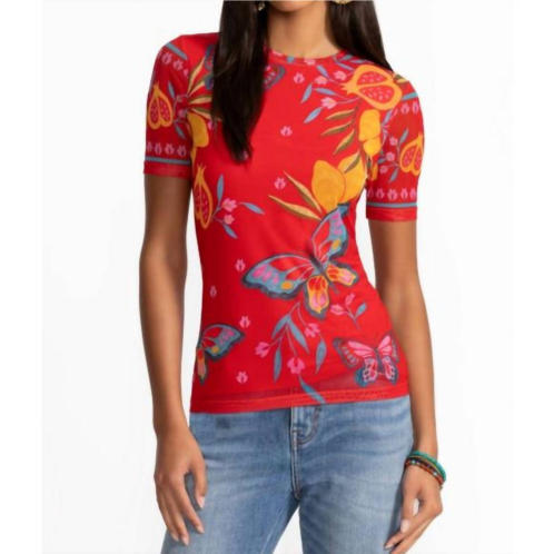 Johnny Was eleanor short sleeve mesh tee in ekaterina