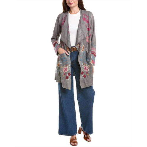 Johnny Was biya metallic sweater mallie in grey champagne foil