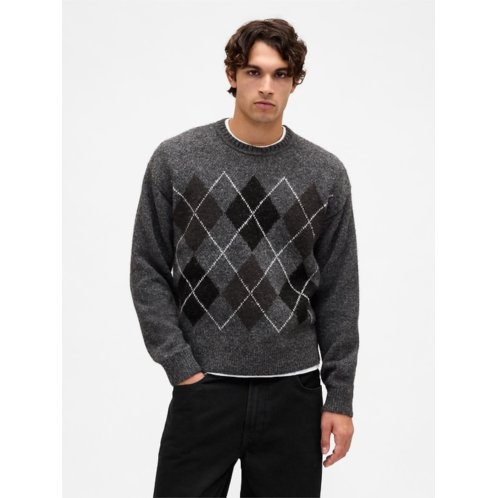 Gap Wool-Blend Relaxed Argyle Sweater