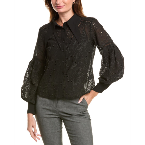 Gracia eyelet collared top