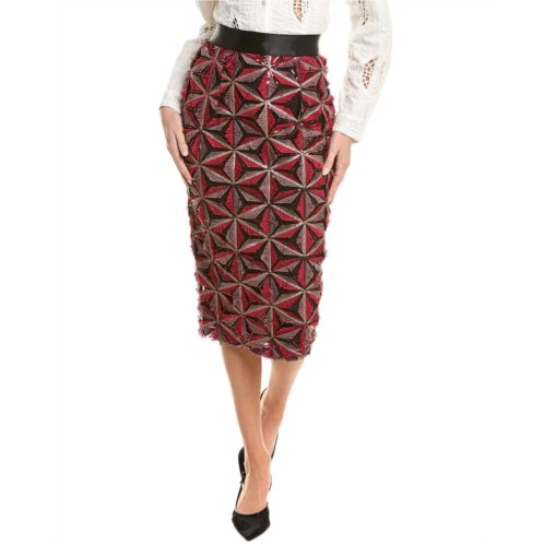 Gracia sequin beaded pinwheel midi skirt