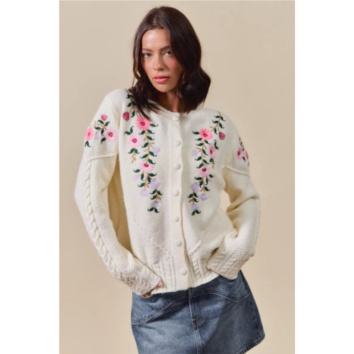 TRUEDAMES floral embroidered coquette sweater cardigan